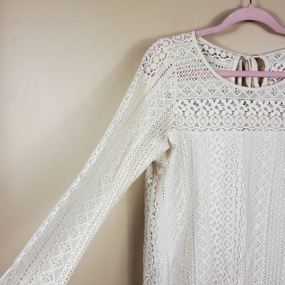 4/$25 Hollister Cream Lace Long Sleeve Blouse Size S - Picture 4 of 10